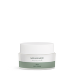 SILK face cream, Gesichtscreme im mattierten Karmameju-Tiegel mit weißem Deckel und grünem Etikett